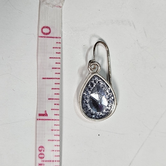 Teardrop Earrings in Mist Blue and Silver - Picture 2 of 3